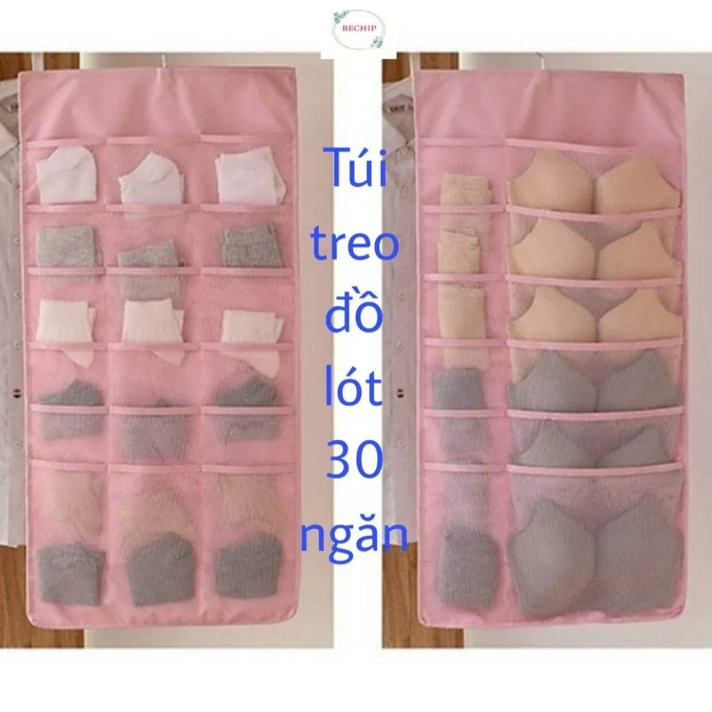 Túi Đựng Đồ Lót 2 Mặt 30 Ngăn Treo Tủ Tiện Lợi Ctb62 - Bechip