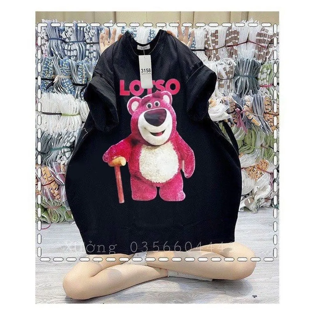 Áo Phông 3158 Unisex Tay Lỡ Form Rộng Gấu Dâu - Lê Phương Boutique