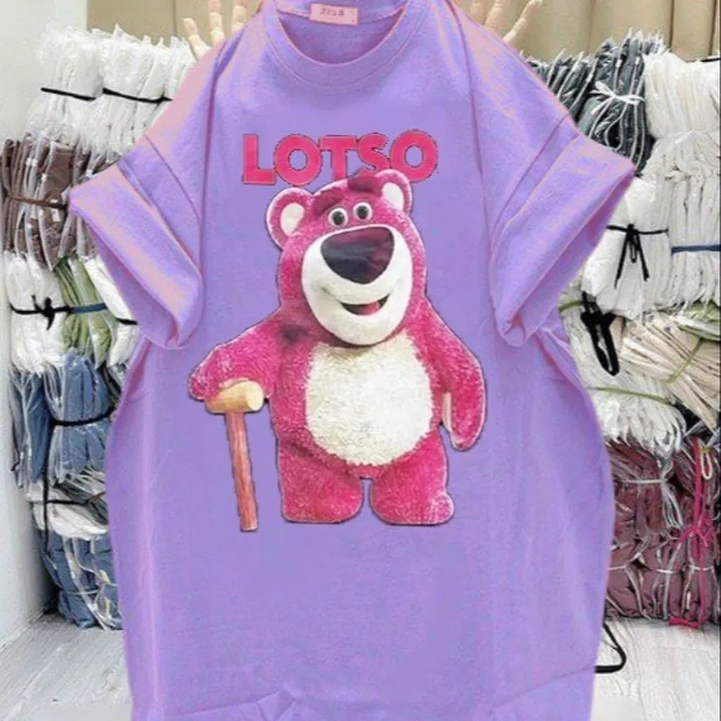 Alternative view of Áo Phông 3158 Unisex Tay Lỡ Form Rộng Gấu Dâu - Lê Phương Boutique