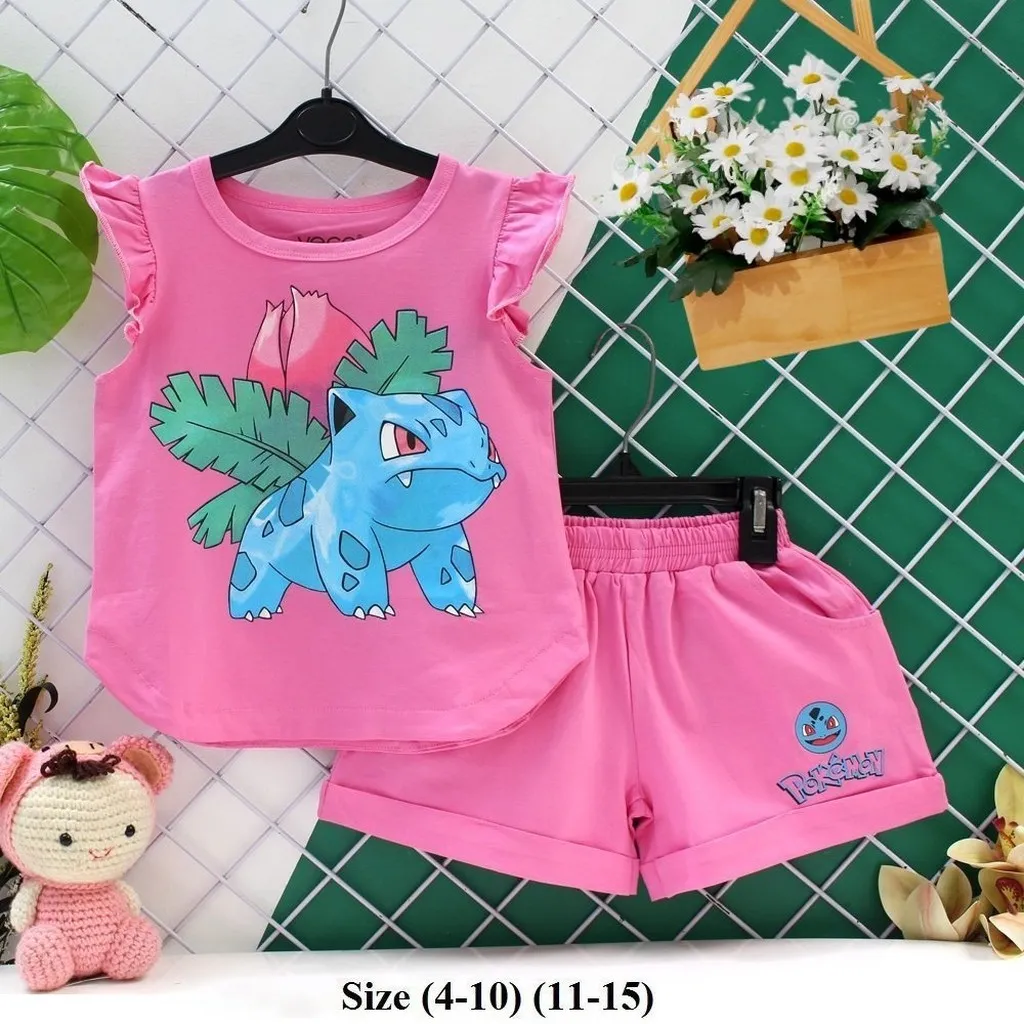 Alternative view of Bộ Đồ Sort Bé Gái Pokemon Màu Hồng Cánh Tiên Phong Cách Thời Trang Vecos401 - Zinpro