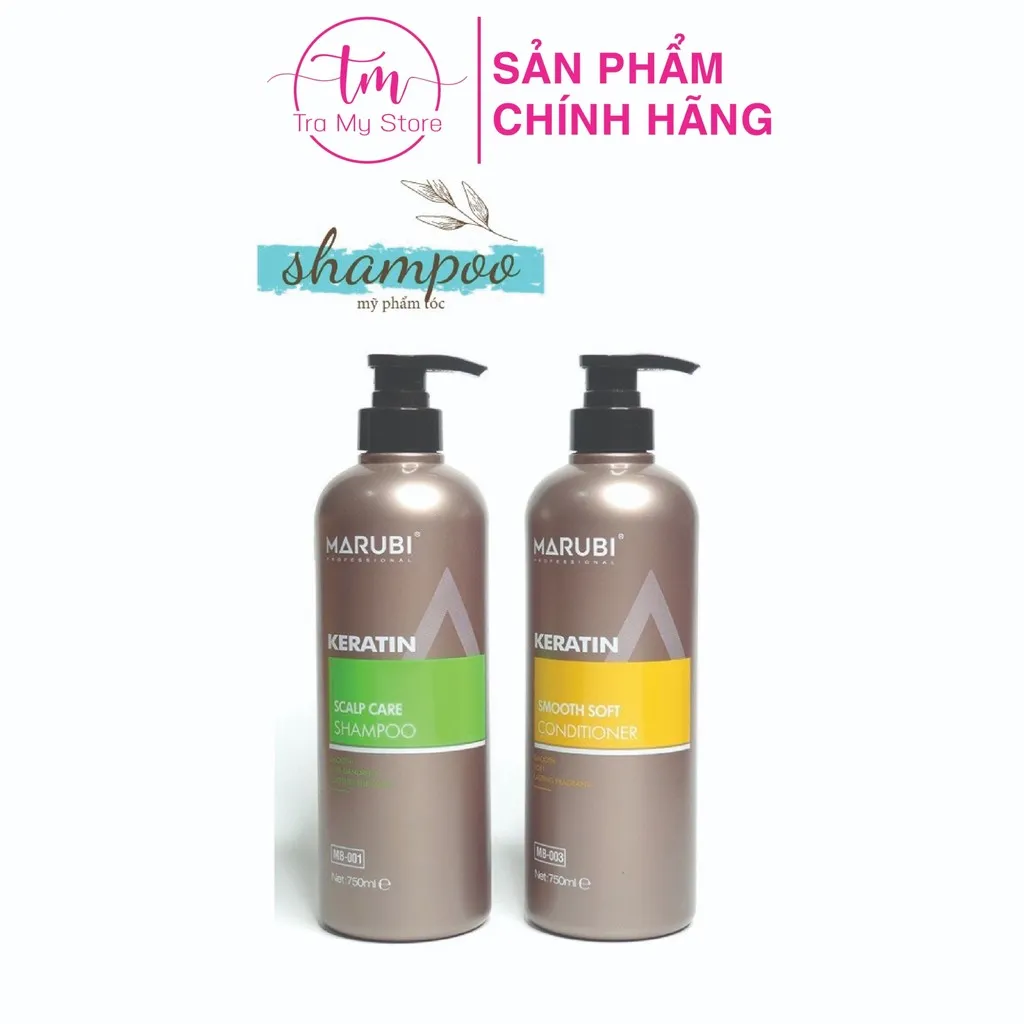 Cặp Dầu Gội Xả Keratin Marubi 750ml - Keratin
