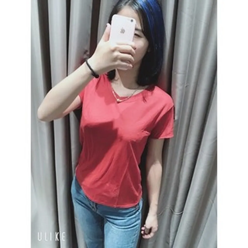 Alternative view of Áo Phông Nữ, Áo Gap Chất Cotton Mềm Mịn Cổ Tim Nhiều Màu Năng Động Cá Tính - Dmastore