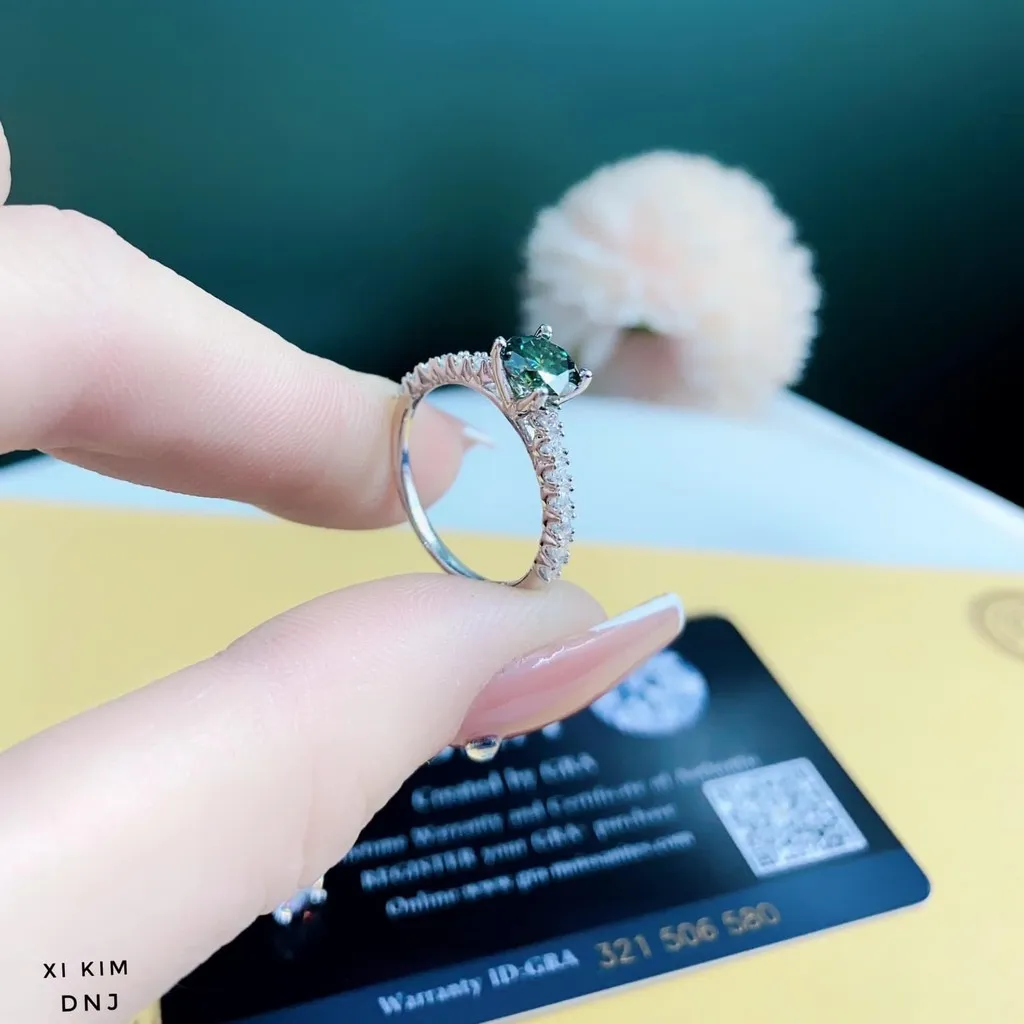 Alternative view of Nhẫn Bạc Ý Đính Đá Xi Bạch Kim Gắn Kim Cương Moissanite Tặng Kèm Kiểm Định Quốc Tế - Thắng Giang