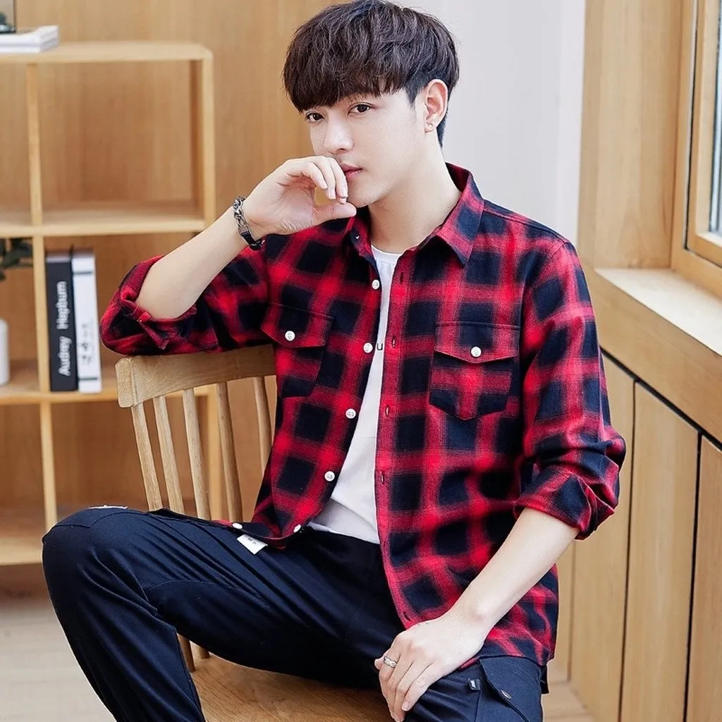 Áo Sơ Mi Nam Vải Dạ Kẻ Sọc Caro - Men’s Style
