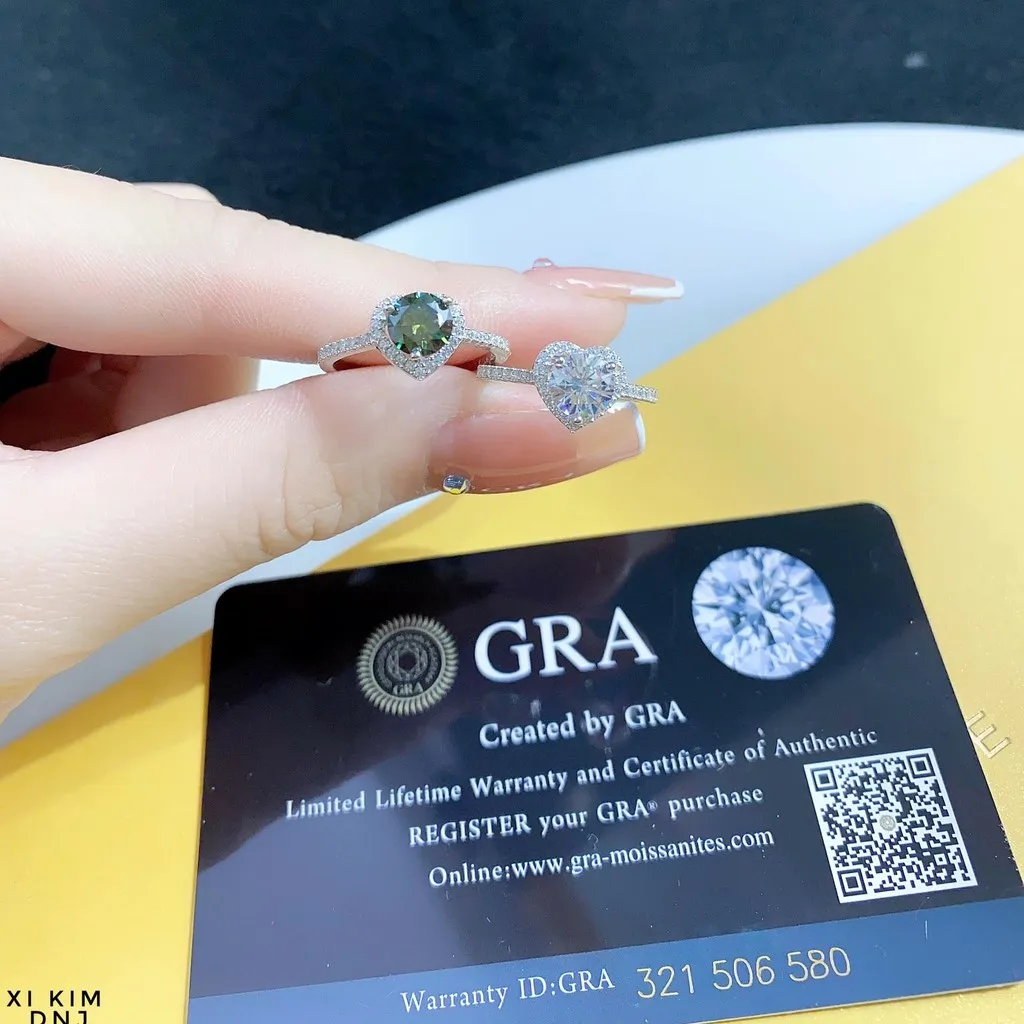 Nhẫn Tim Bạc Ý Xi Bạch Kim Gắn Kim Cương Moissanite Tặng Kèm Kiểm Định Quốc Tế - Thắng Giang