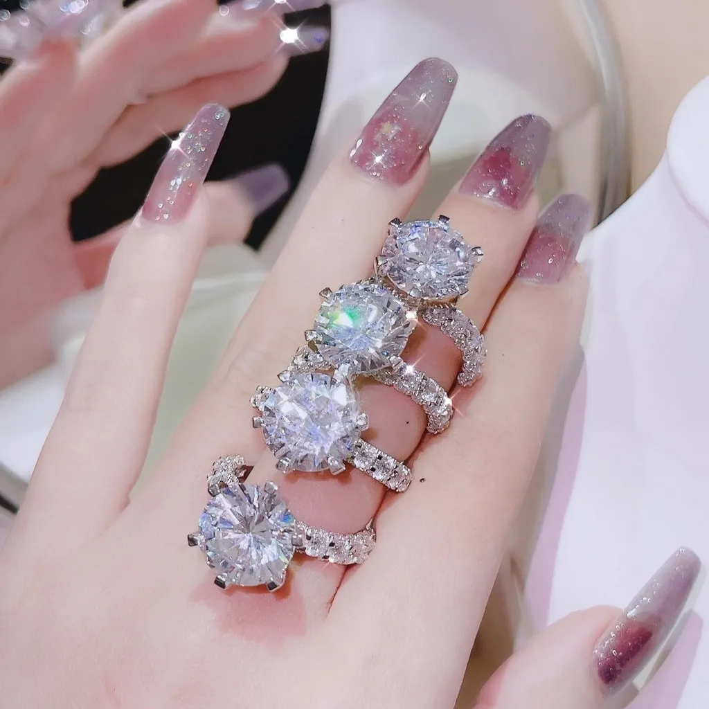 Alternative view of Nhẫn Bạc Ý Xi Bạch Kim Đính Kim Cương Moissanite Tặng Kèm Kiểm Định Quốc Tế - Thắng Giang