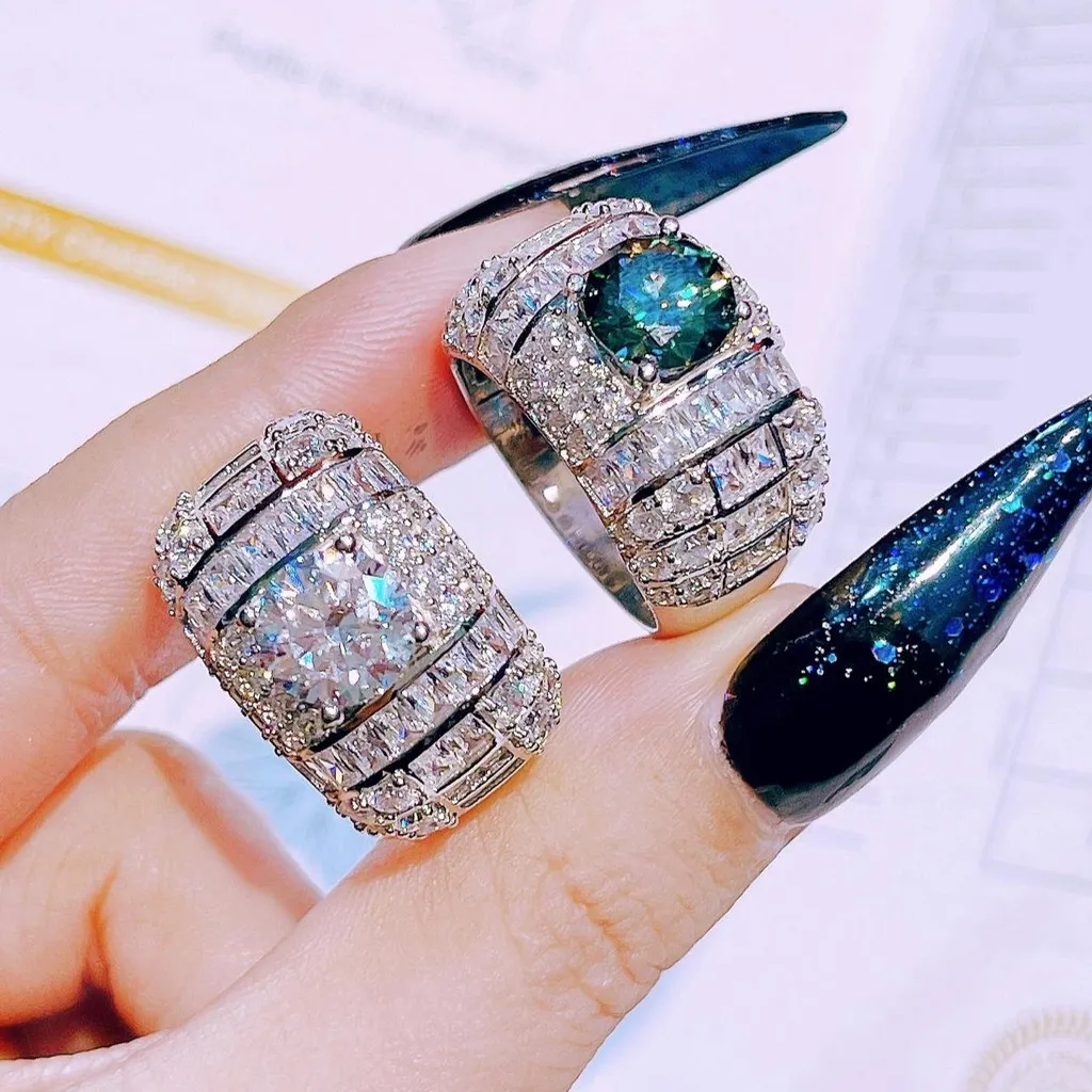 Alternative view of Nhẫn Nam Bạc Ý Xi Bạch Kim Đính Kim Cương Moissanite Tặng Kèm Kiểm Định Quốc Tế - Thắng Giang