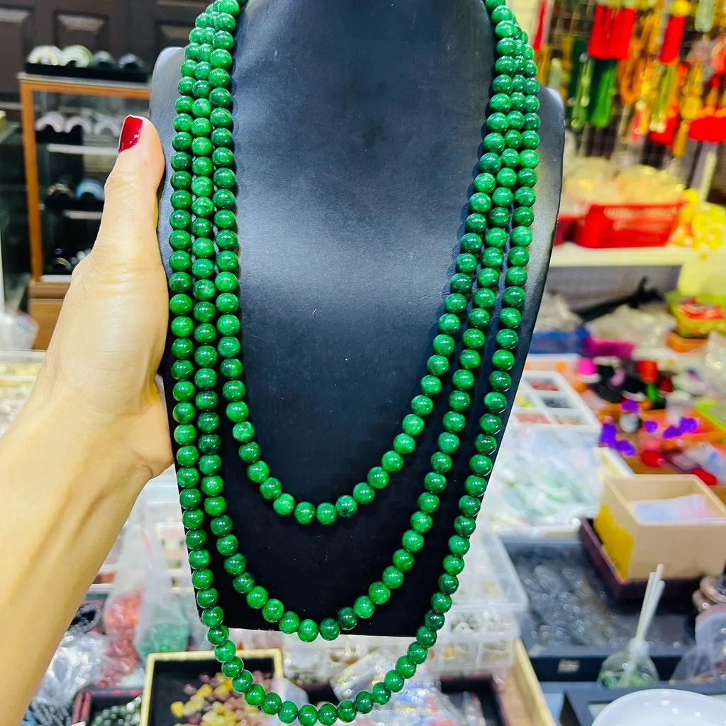 Alternative view of Vòng Cổ Ba Tầng Ngọc Cẩm Thạch Khóa Hoa Xà Cừ - Thắng Giang