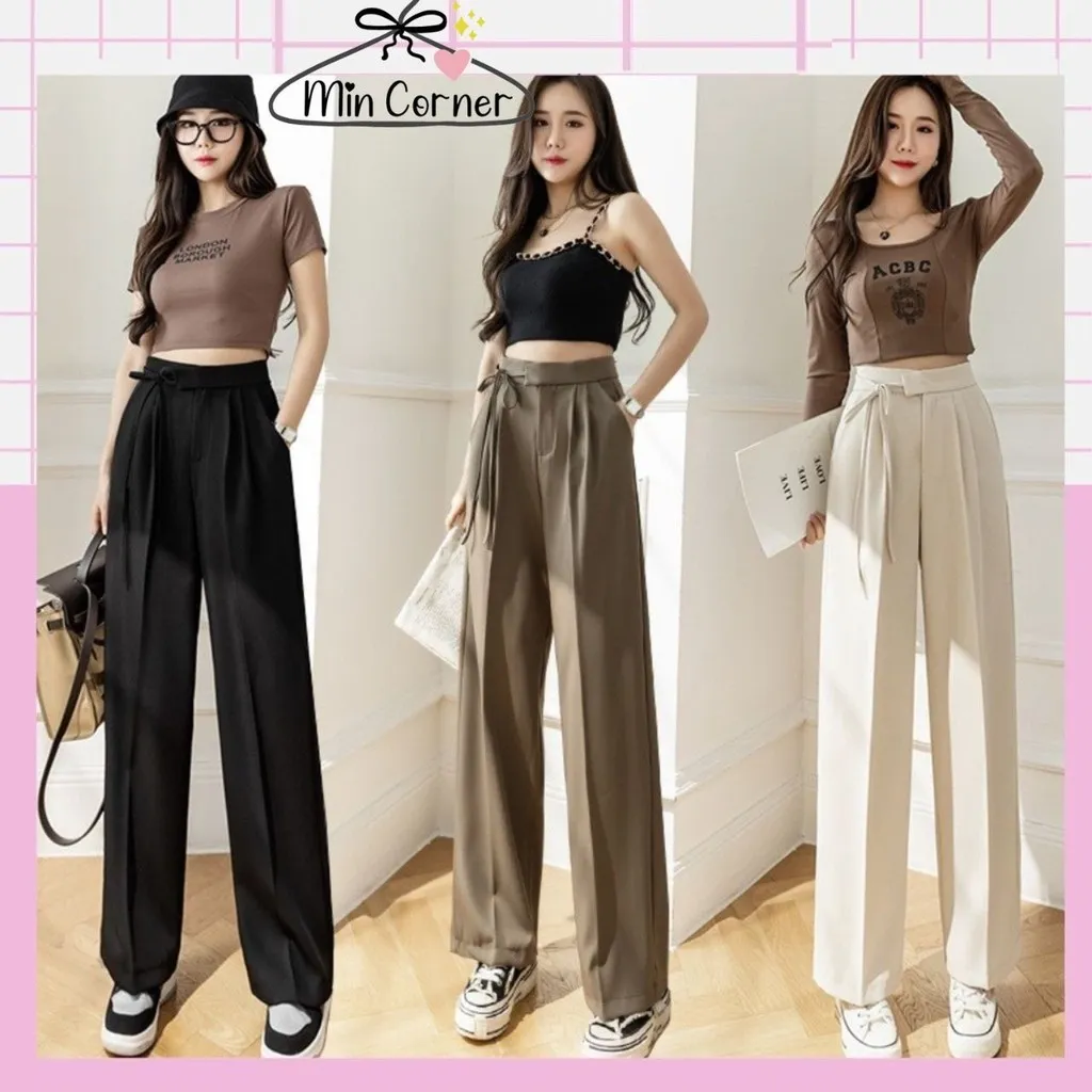 Quần Nữ Ống Suông Rộng Lưng Thắt Dây Chất Ruby Dày Dặn Mq1 - Min Corner