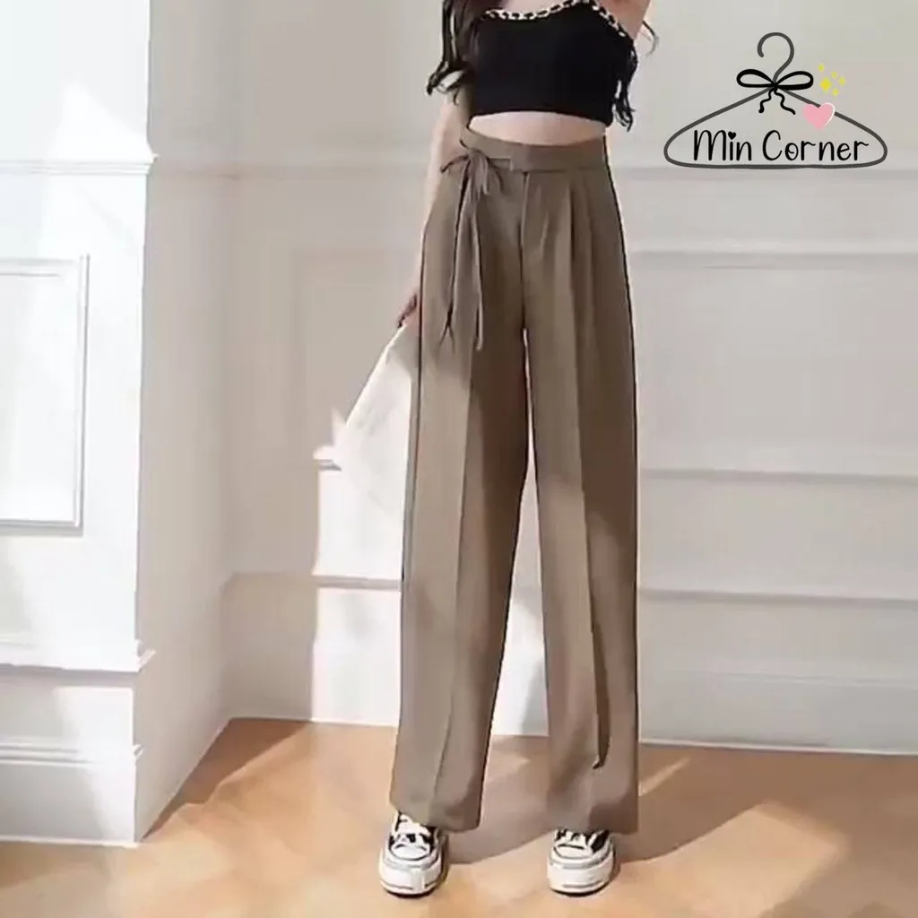 Alternative view of Quần Nữ Ống Suông Rộng Lưng Thắt Dây Chất Ruby Dày Dặn Mq1 - Min Corner