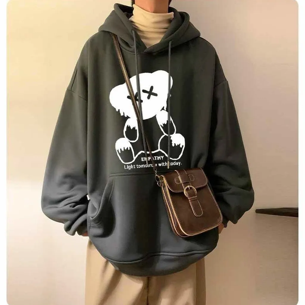 Alternative view of Áo Thun Hoodie Gấu Empathy Form Rộng Nỉ Bông Dáng Oversize Nam Nữ Unisex - Ausa House