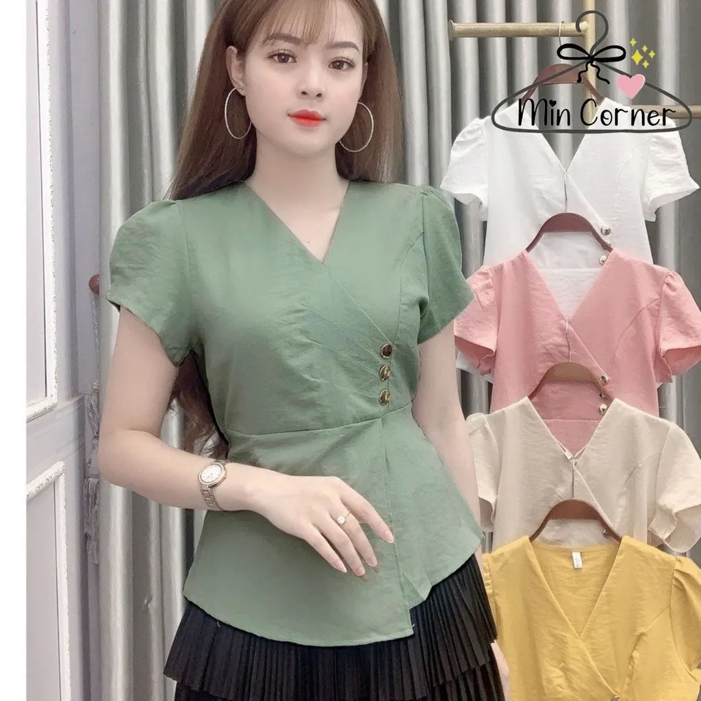 Áo Đũi Cổ V Phối Nút Sành Điệu Ms9 – Min Corner