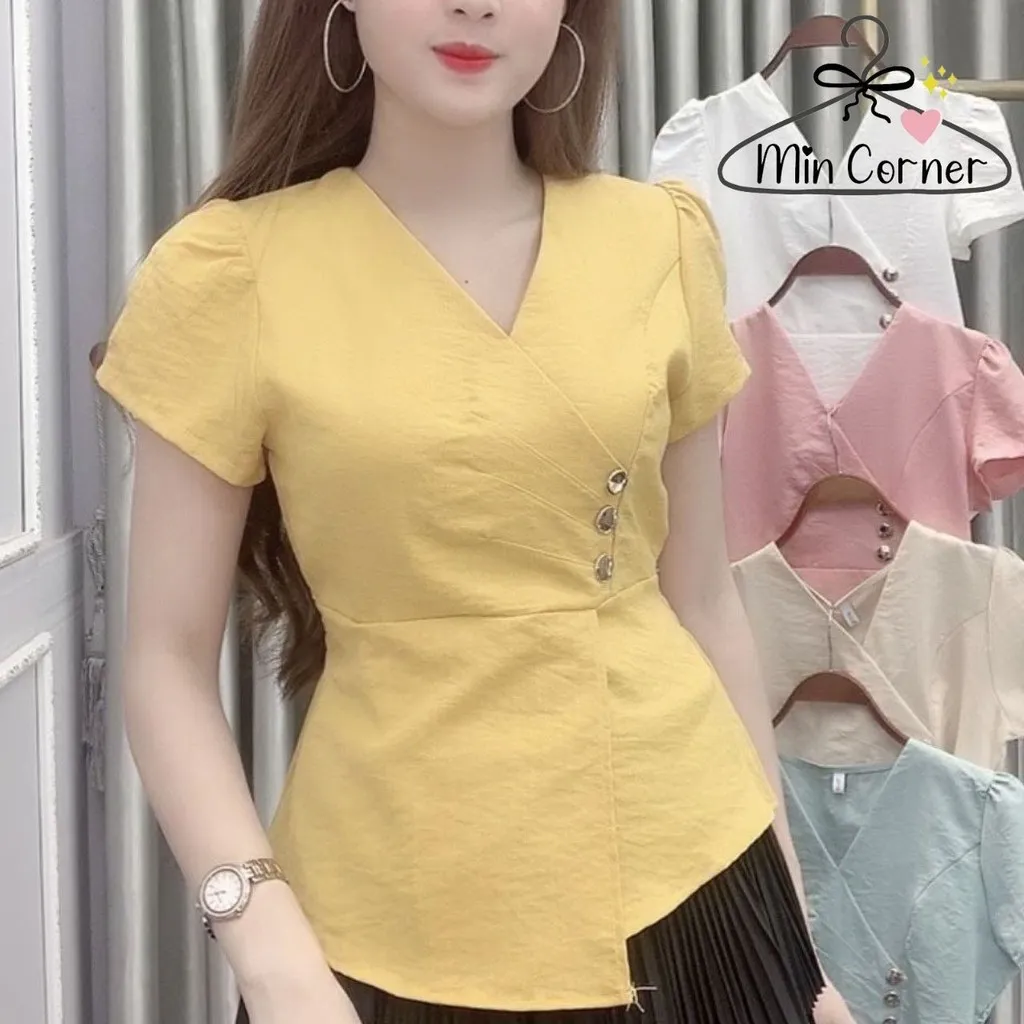 Alternative view of Áo Đũi Cổ V Phối Nút Sành Điệu Ms9 – Min Corner