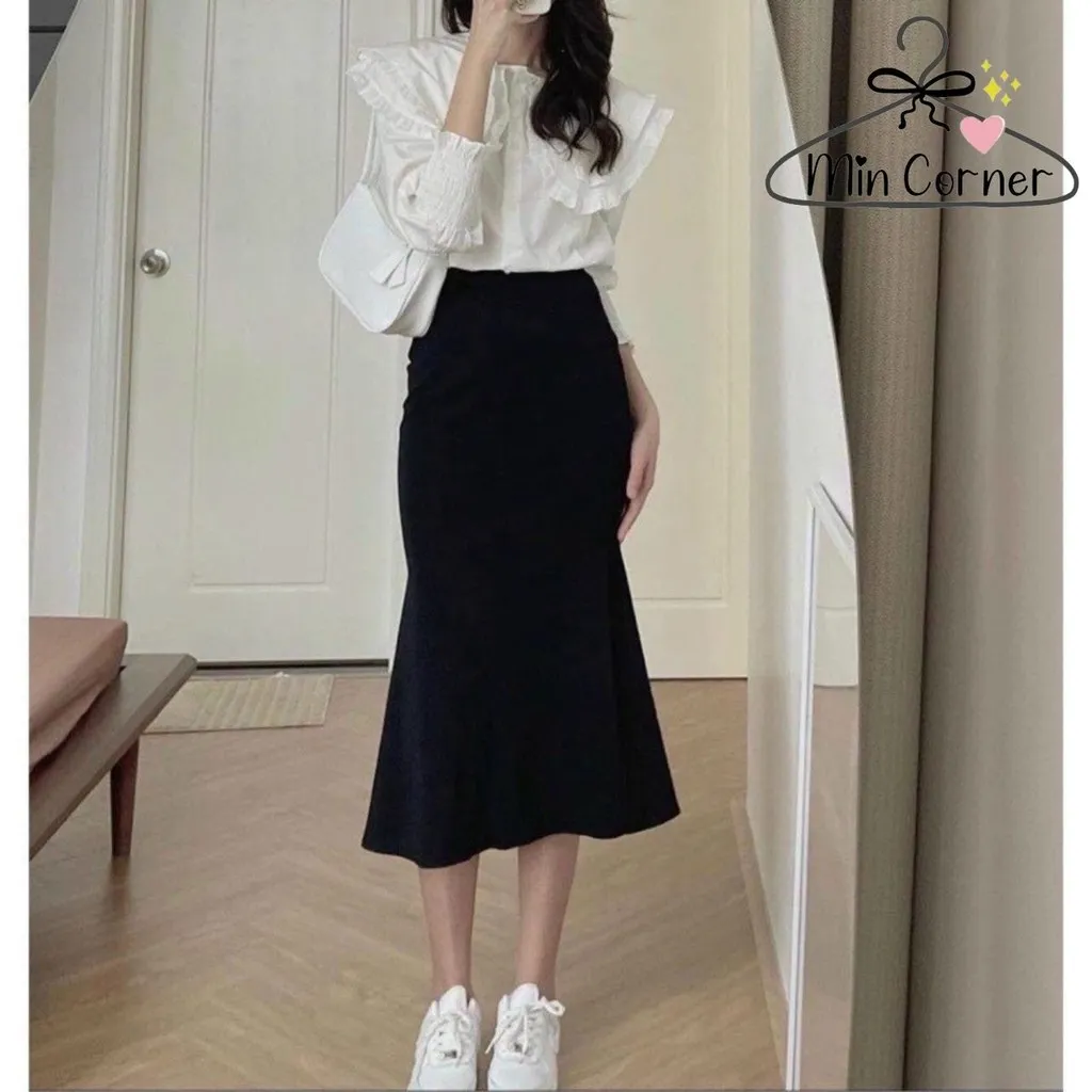 Alternative view of Chân Váy Midi Đuôi Cá Ôm Body Chất Umi Cao Cấp Mv4 – Min Corner