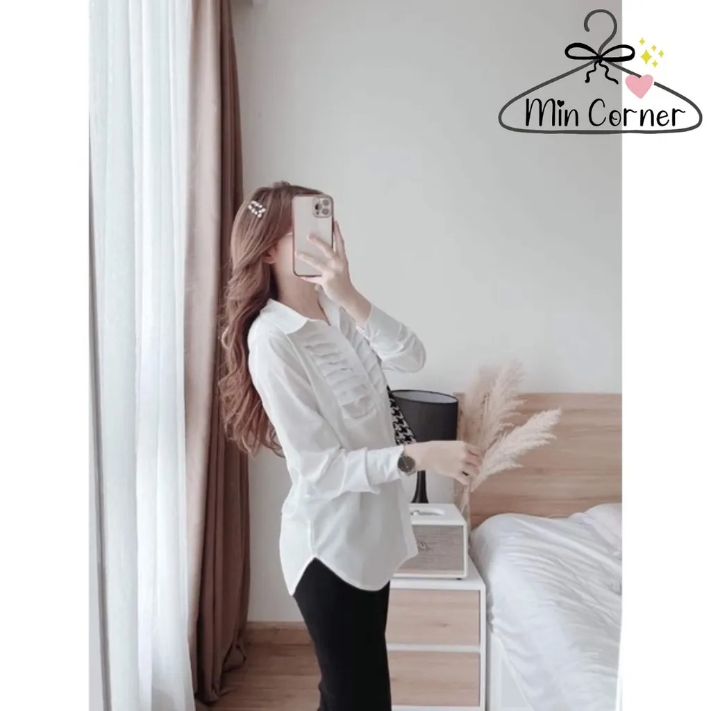 Alternative view of Áo Sơ Mi Nữ Tay Dài Nẹp Xếp Ly Thân Áo Chất Lụa Hàn Ms11 – Min Corner