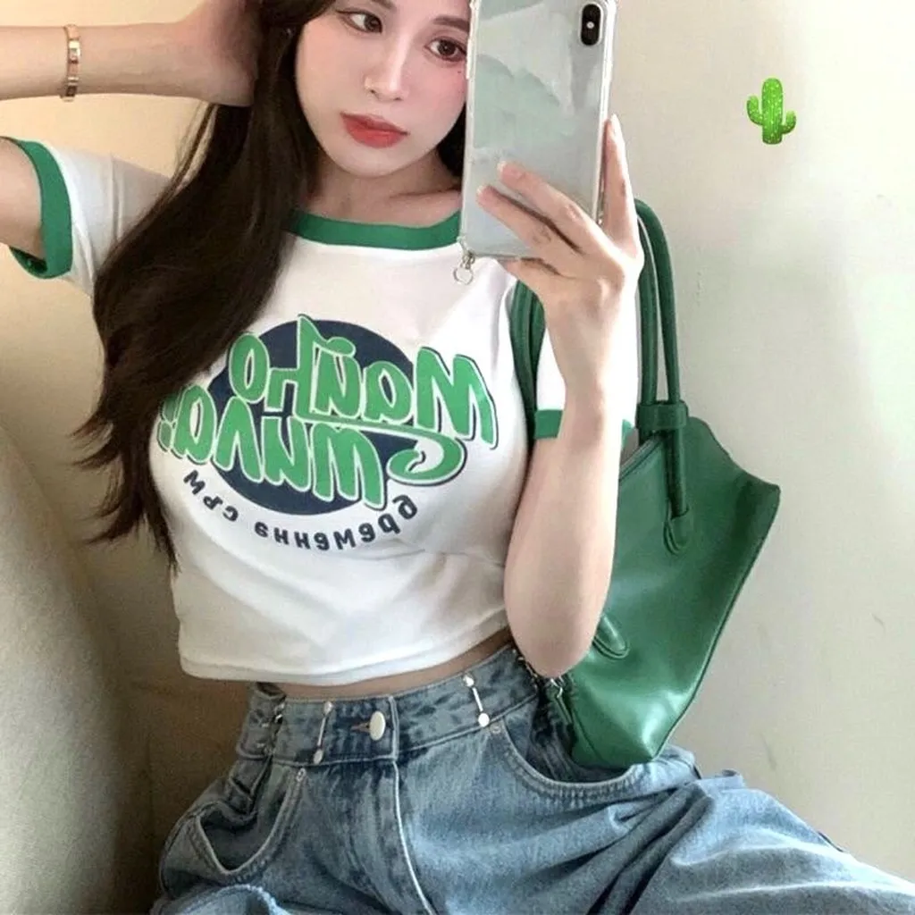 Alternative view of Áo Croptop Ôm Body Nữ Mauro Cổ Tròn Tay Ngắn Ug035 - Nana House