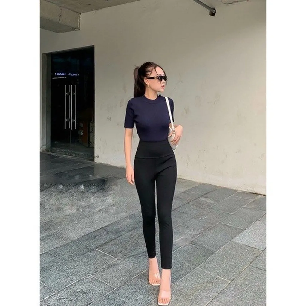 Alternative view of Quần Legging Nữ Cạp Cao Gen Bụng Phối Tag Tam Giác Ở Cạp Quần Qlgtg - Chipxinhxk