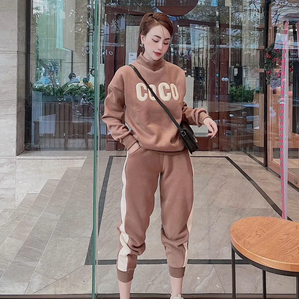 Alternative view of Set Bộ Đồ Nỉ Nữ Cao Cấp Thêu Họa Tiết Coco Thời Trang Thu Đông Siêu Hot - Htm Fashion