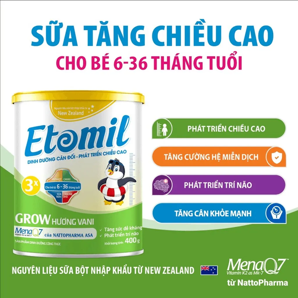Alternative view of Sữa Tăng Chiều Cao Cho Bé Etomil 3x Grow Hương Vani - Nutri Miền Nam