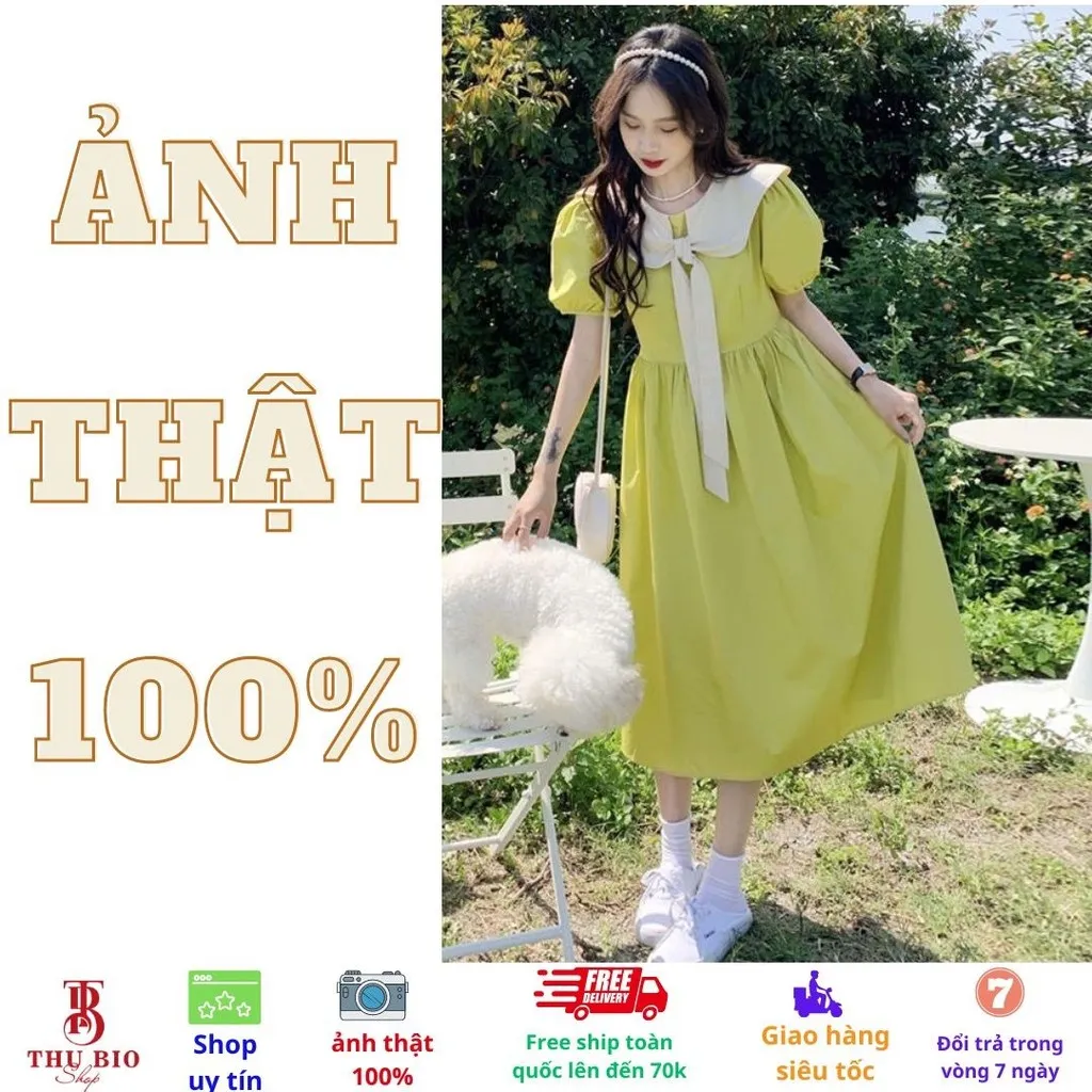 Alternative view of Váy Thiết Kế, Đầm Babydol Nữ Màu Xanh Lá Cây