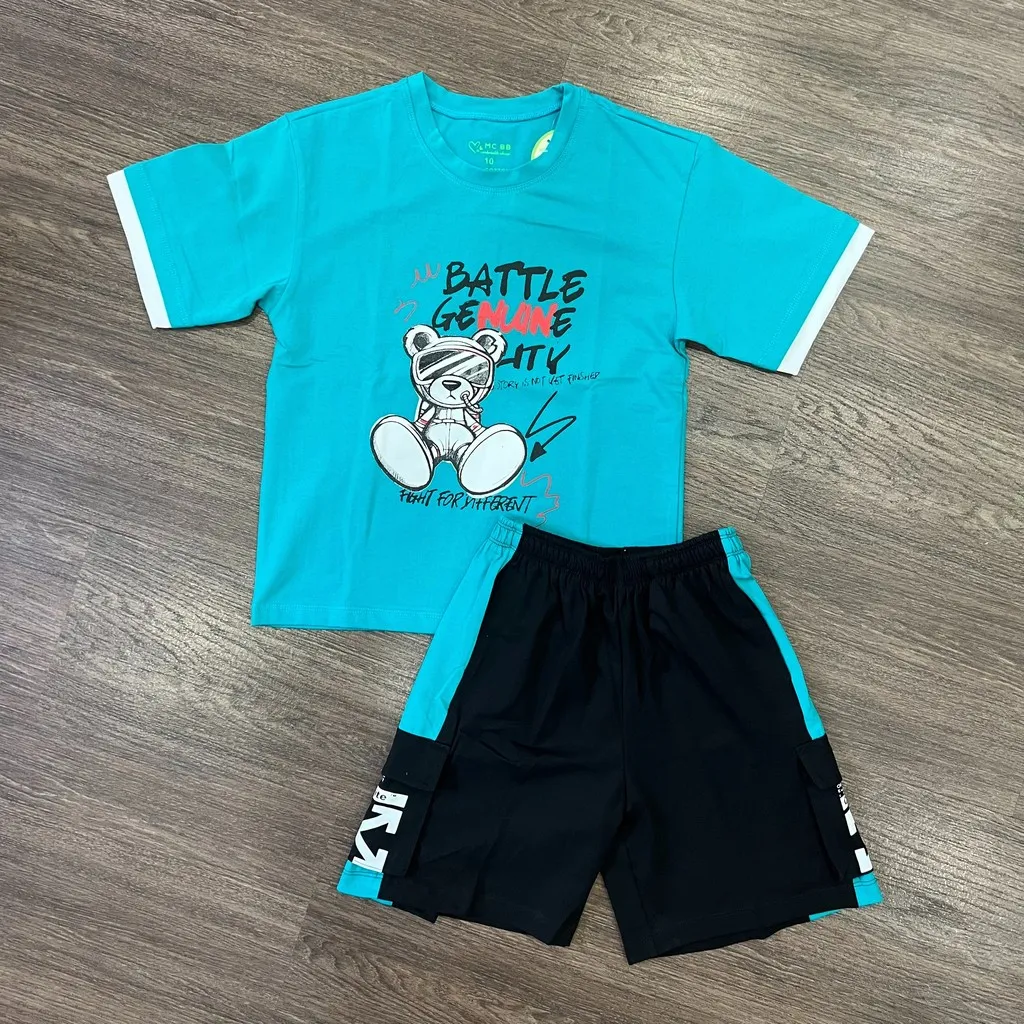 Alternative view of Bộ Đồ Thun Battle Cotton Cao Cấp Cho Bé Trai Cộc Tay Áo Phông Quần Short 25kg - 60kg Zpmc0309 - Zinpro