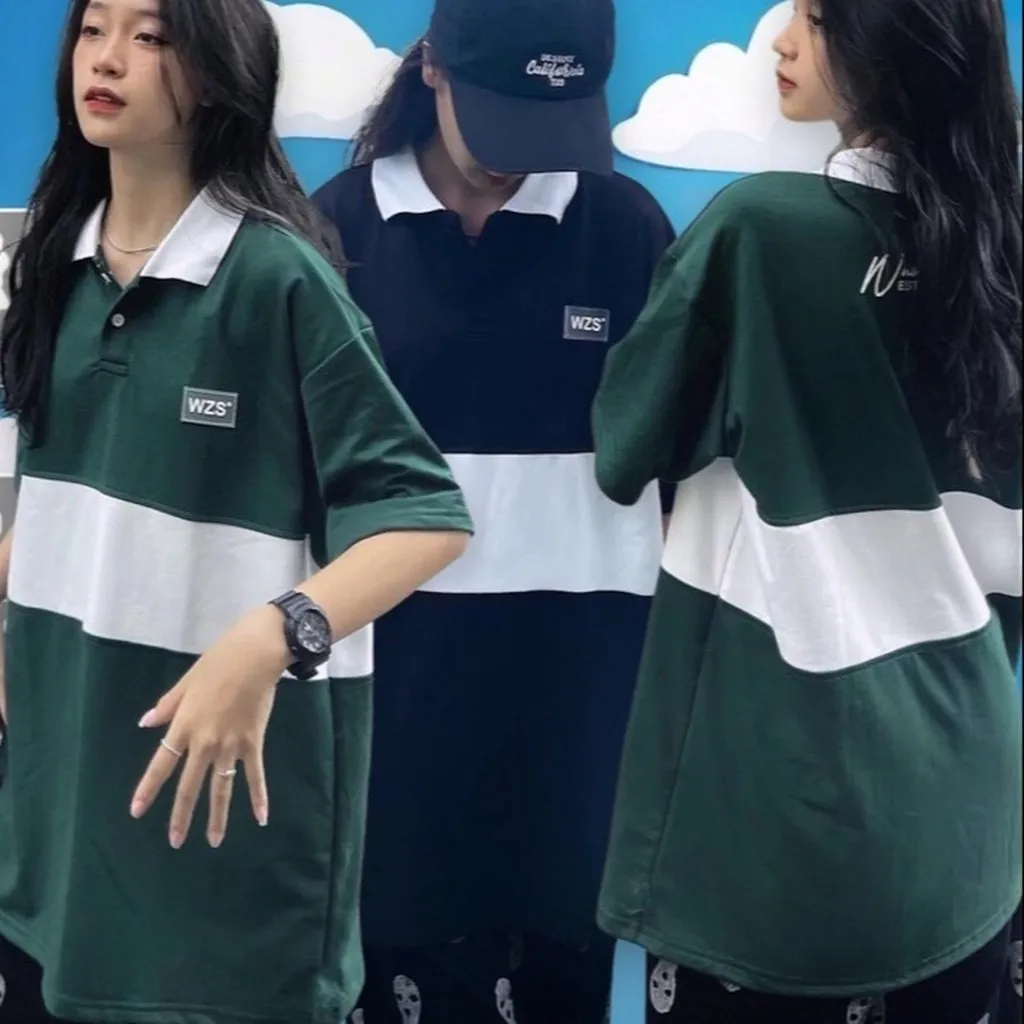 Alternative view of Áo Polo Unisex, Áo Thun Có Cổ Nam Nữ Tay Lỡ Form Rộng Wsz