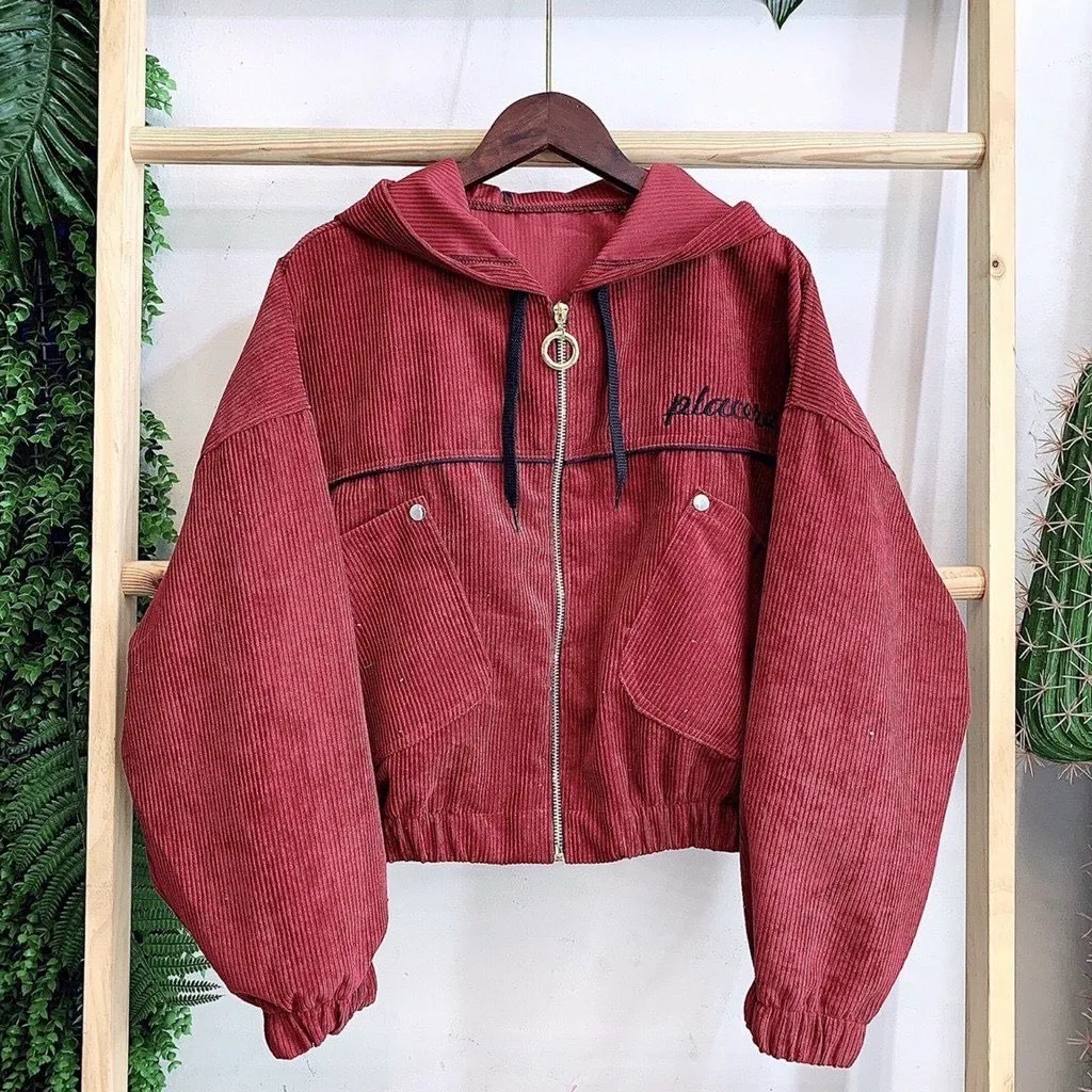 Alternative view of Áo Khoác Nhung Tăm Nữ Có Nón Thêu Họa Tiết Place Chống Nắng Nữ Thiết Kế Siêu Đẹp - Htm Fashion