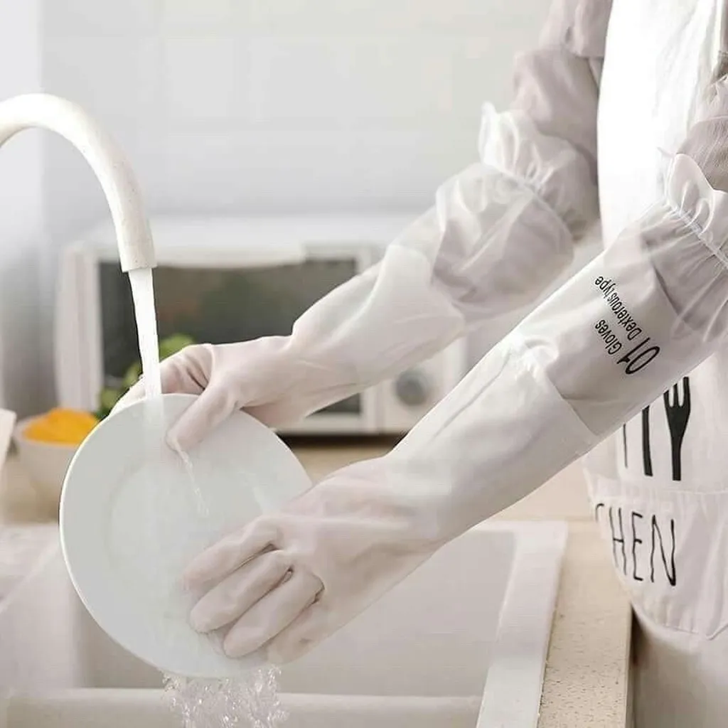 Găng Tay Rửa Bát Cao Su Loại Dài Có Chun - Su