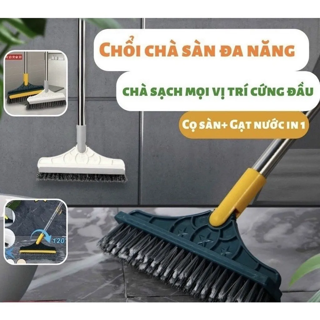 Cây Chà Sàn Nhà Tắm Thông Minh , Đầu Chổi Xoay 120 Độ - Su