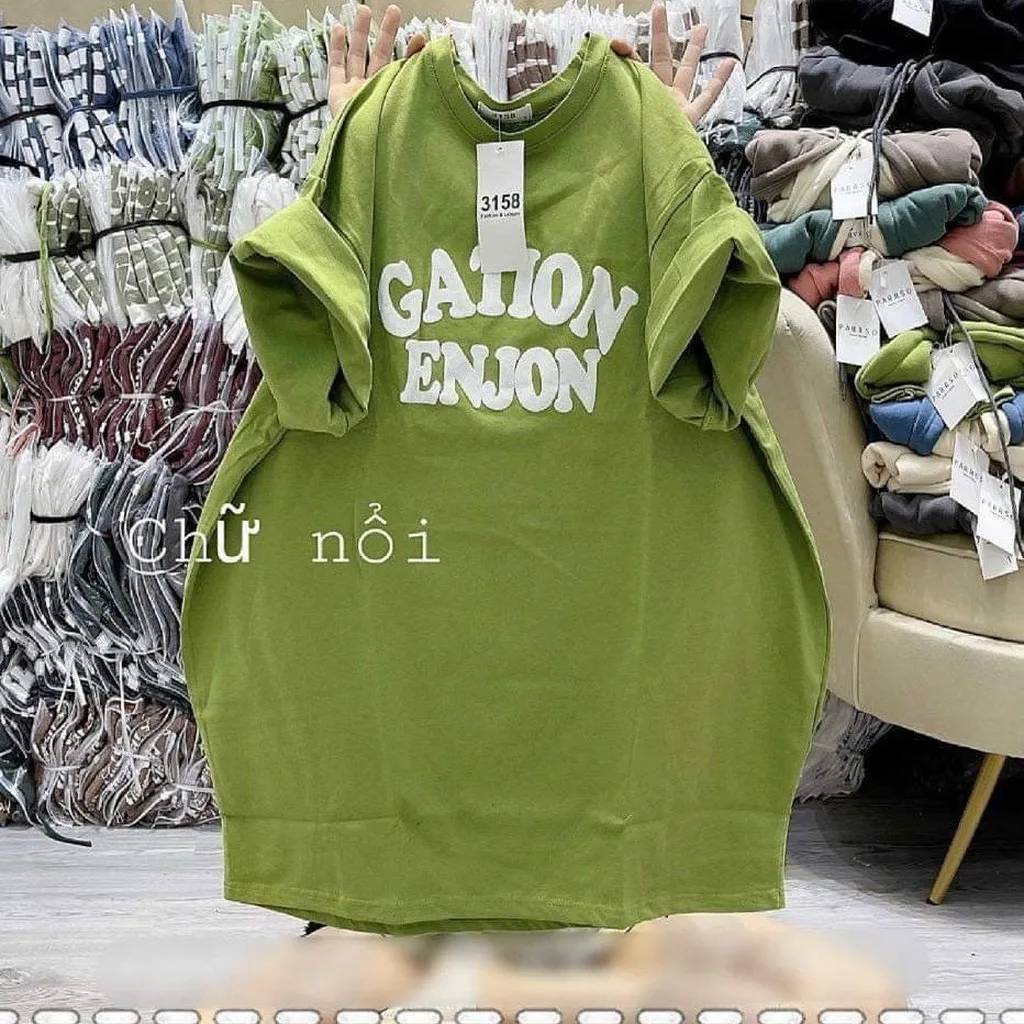 Áo Thun Nữ, Áo Chất Cotton Khô 3158 Chữ Cation Enjoy