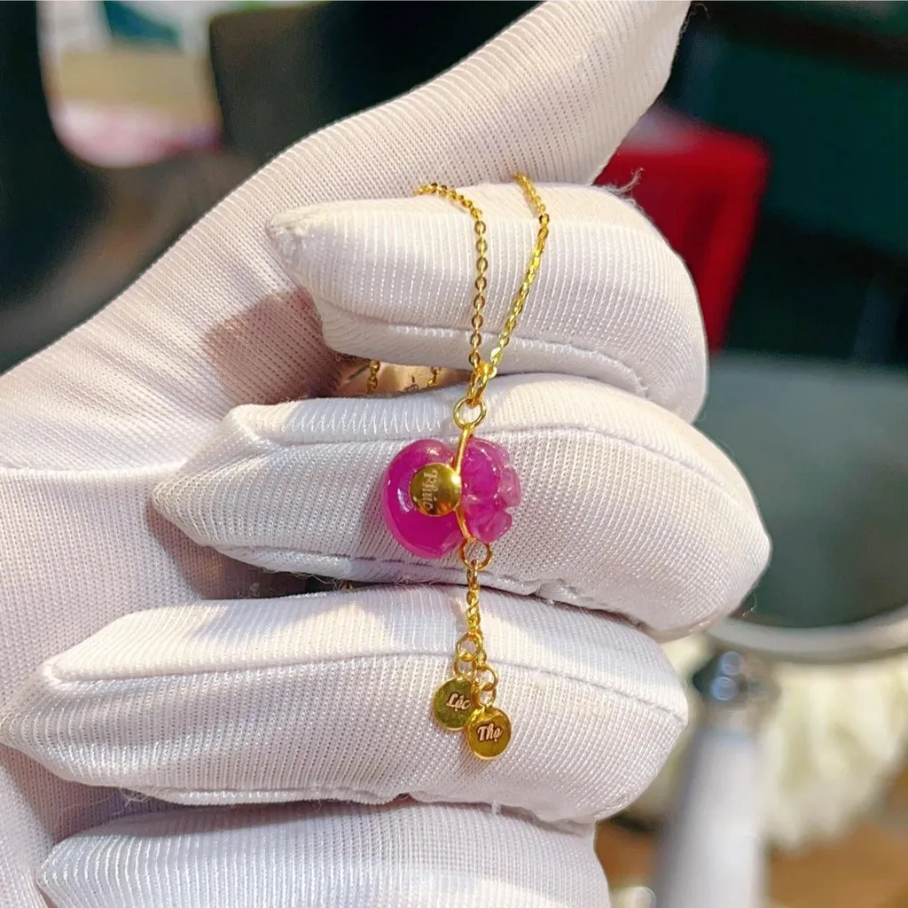 Alternative view of Mặt Dây Chuyền Túi Tiền Đá Ruby Thiên Nhiên Bọc Vàng Tây 10 Kara - Thắng Giang