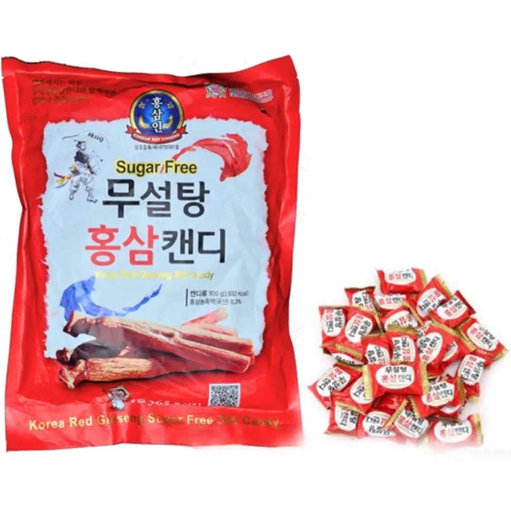 Kẹo Hồng Sâm Không Đường Đỏ 365 Hàn Quốc ( Bịch 500g) - Minh Ngọc