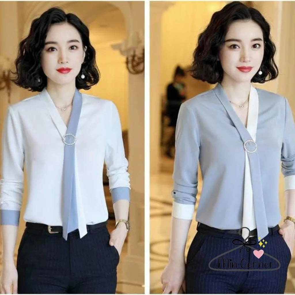 Áo Sơ Mi Nữ Dây Áo Giả Cà Vạt Xinh Xắn - Min Corner