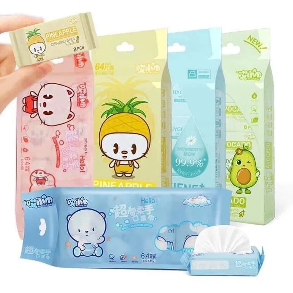 Set 8 Gói 64 Tờ Khăn Ướt Mini Bỏ Túi Tiện Lợi - Su