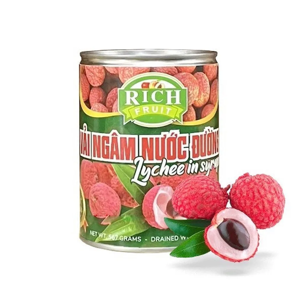 Vải Ngâm Hiệu Rich 565g/lon - Minh Ngọc