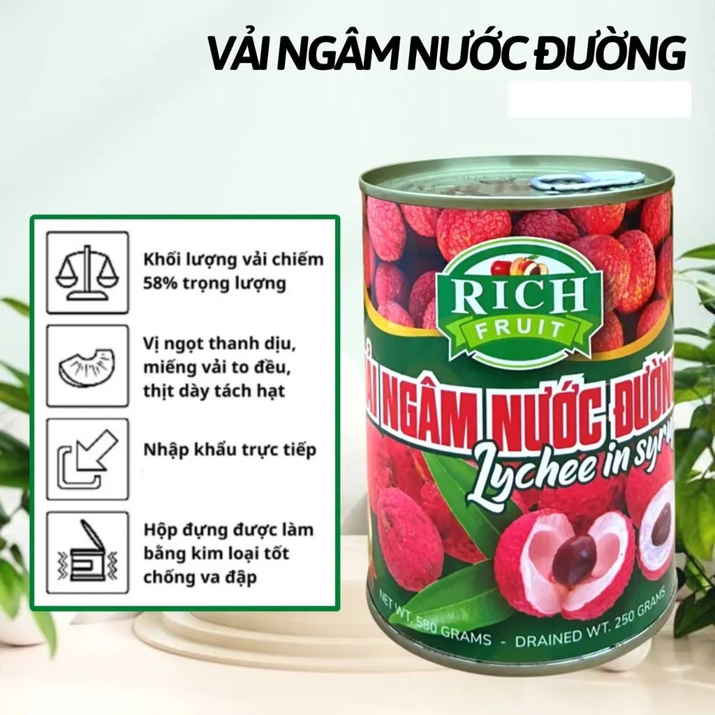 Alternative view of Vải Ngâm Hiệu Rich 565g/lon - Minh Ngọc