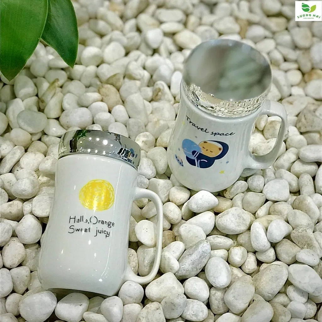 Cốc Sứ Uống Nước, Pha Trà Giữ Nhiệt Có Nắp, Sang Trọng - Sương Mai