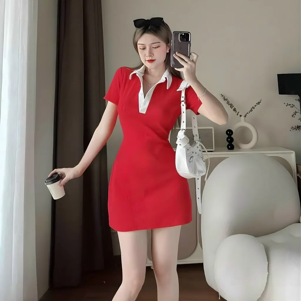 Đầm Phối Cổ Sơ Mi Cài Nút Thun Gân Tăm Siêu Đẹp Dd085 - Nana House