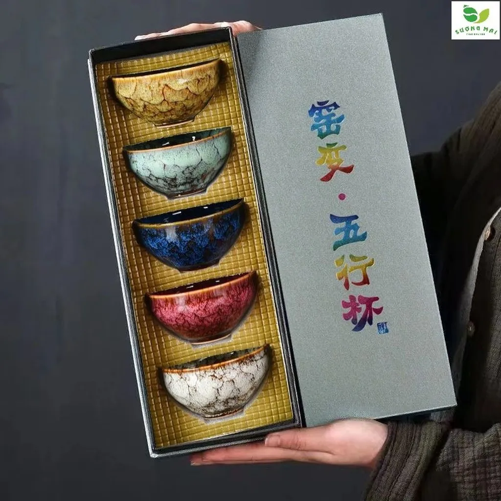 Bộ 5 Chén Sứ Ngũ Sắc - Sương Mai