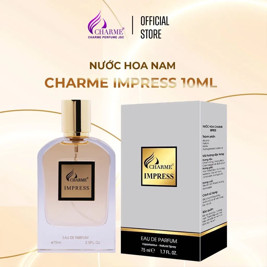 Alternative view of Nước Hoa Nam Charme Impress 75ml Lưu Hương Lâu Phong Cách Quyến Rũ, Lôi Cuốn, Nam Tính, Lịch Lãm Chính Hãng