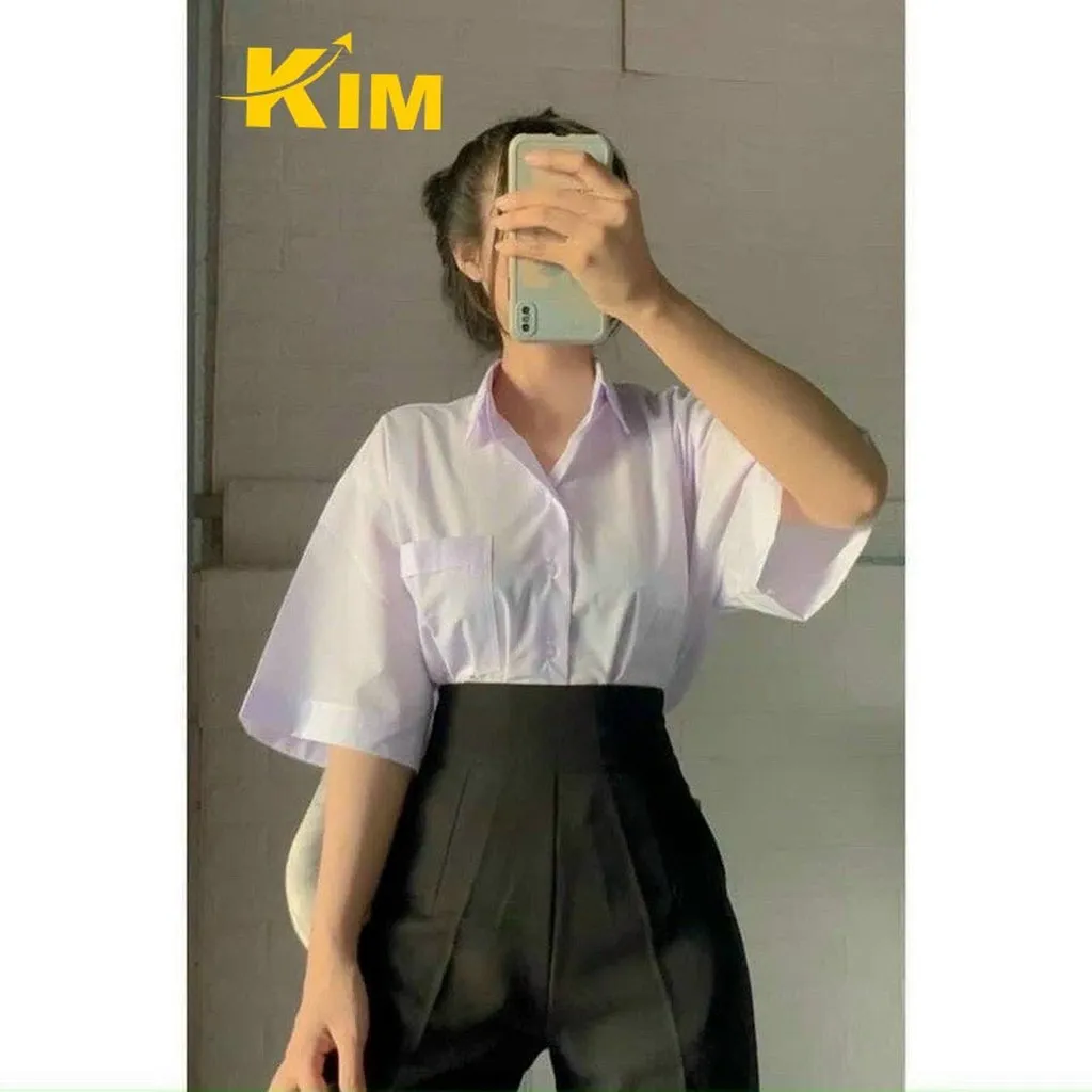 Áo Sơ Mi Trắng Tay Ngắn Học Sinh Sinh Viên - Kim