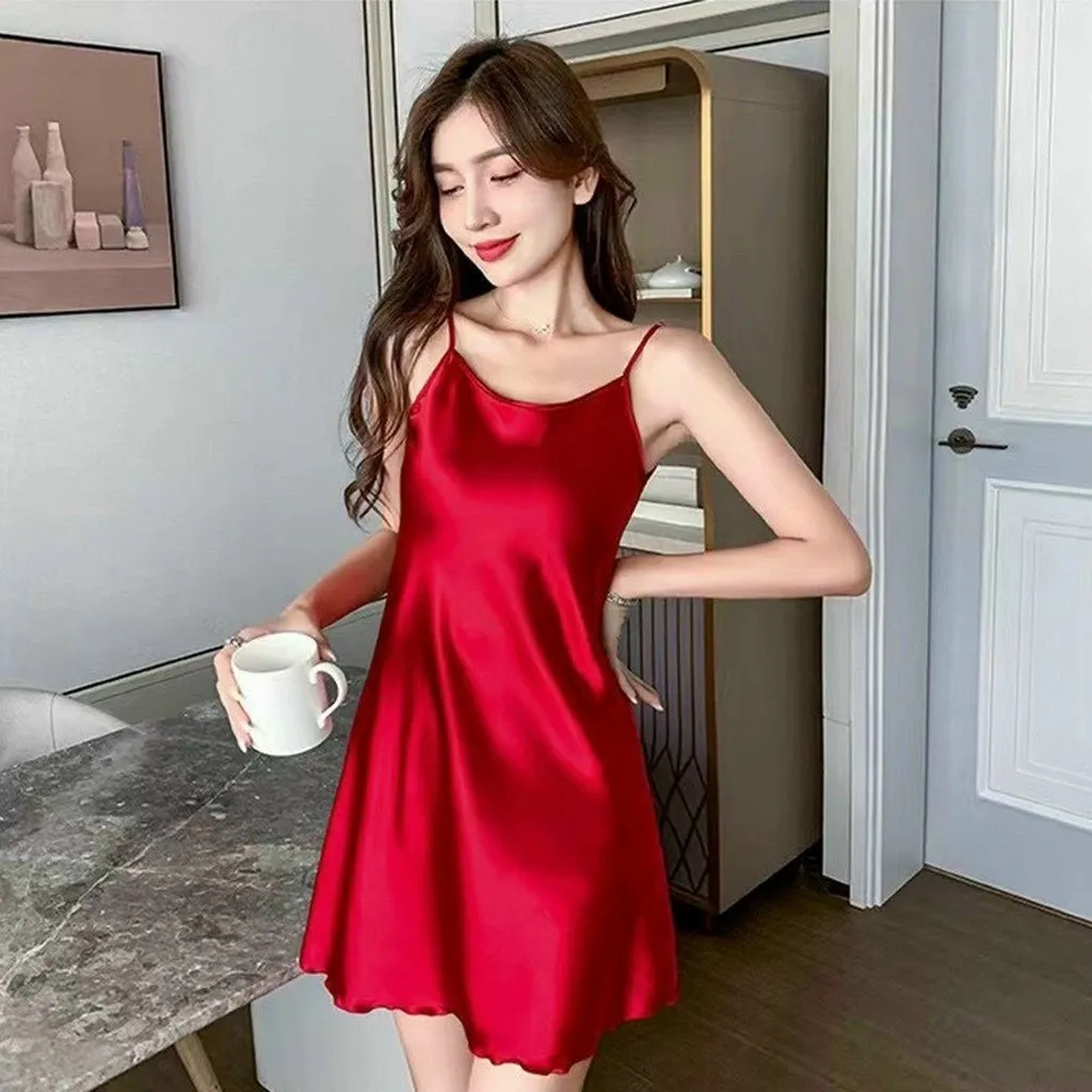 Đầm Ngủ 2 Dây Lụa Satin Cao Cấp - Ausa House