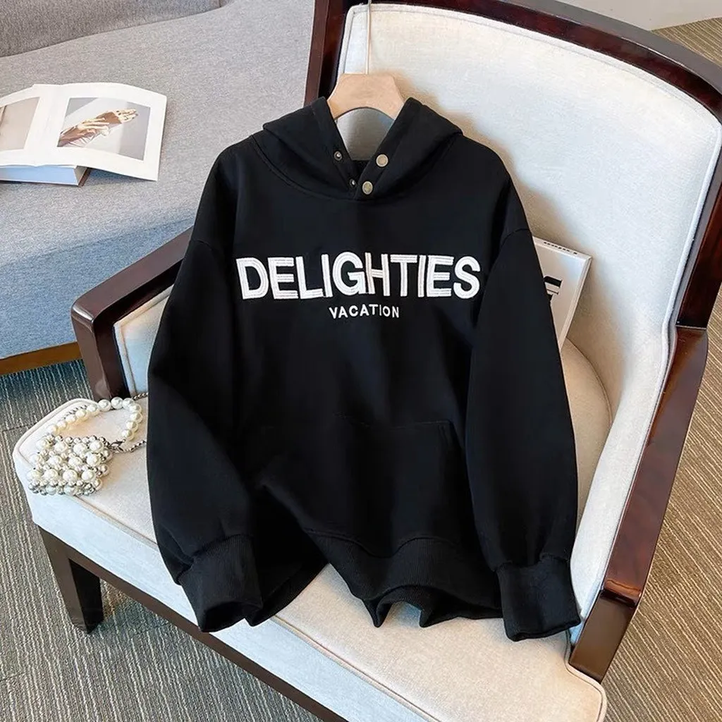 Alternative view of Áo Hoodie Nữ Thêu Chữ Delight Phối 2 Nút Cổ Tp 587 - Golden Dream