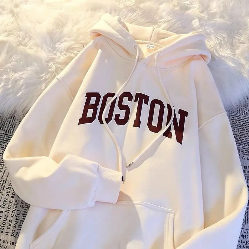Áo Khoác Nỉ Nam Nữ Lót Bông Mềm Form Rộng Boston Thời Trang Màu Trắng Sht21 - Minh Hà House