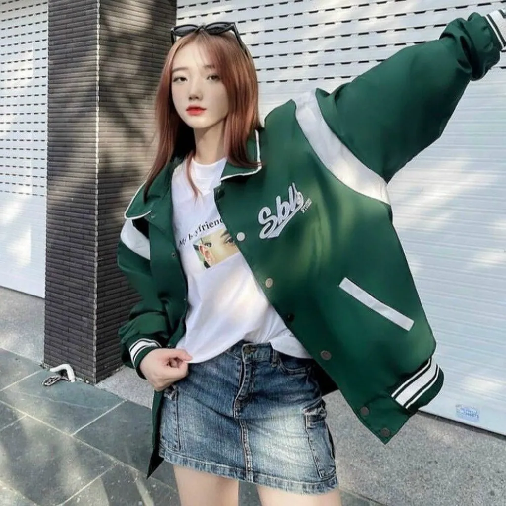 Áo Khoác Dù Nam Nữ Bomber Cổ Bẻ Form Rộng 2 Lớp Thiết Kế Kiểu Dáng Năng Động Thời Trang Màu Xanh Sht11- Minh Hà House