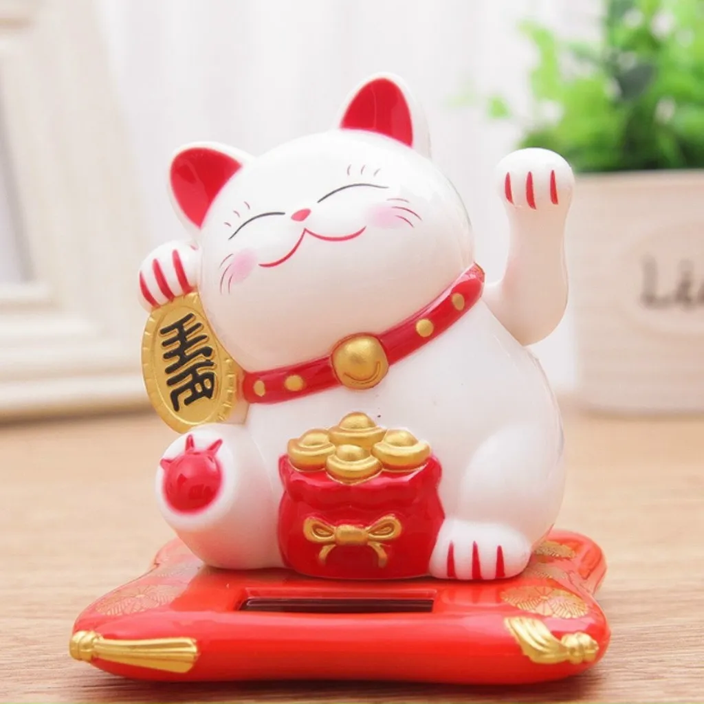 Mèo Thần Tài Vẫy Tay Năng Lượng Mặt Trời - Silver
