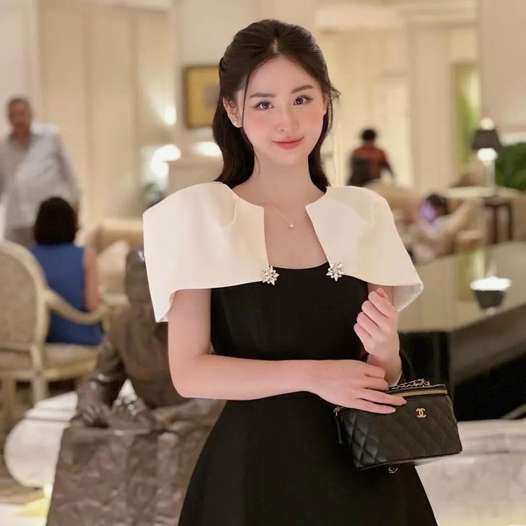 Alternative view of Váy Dự Tiêc Dáng Xòe Vai Kiểu Sang Chảnh V363 - Haka Mây
