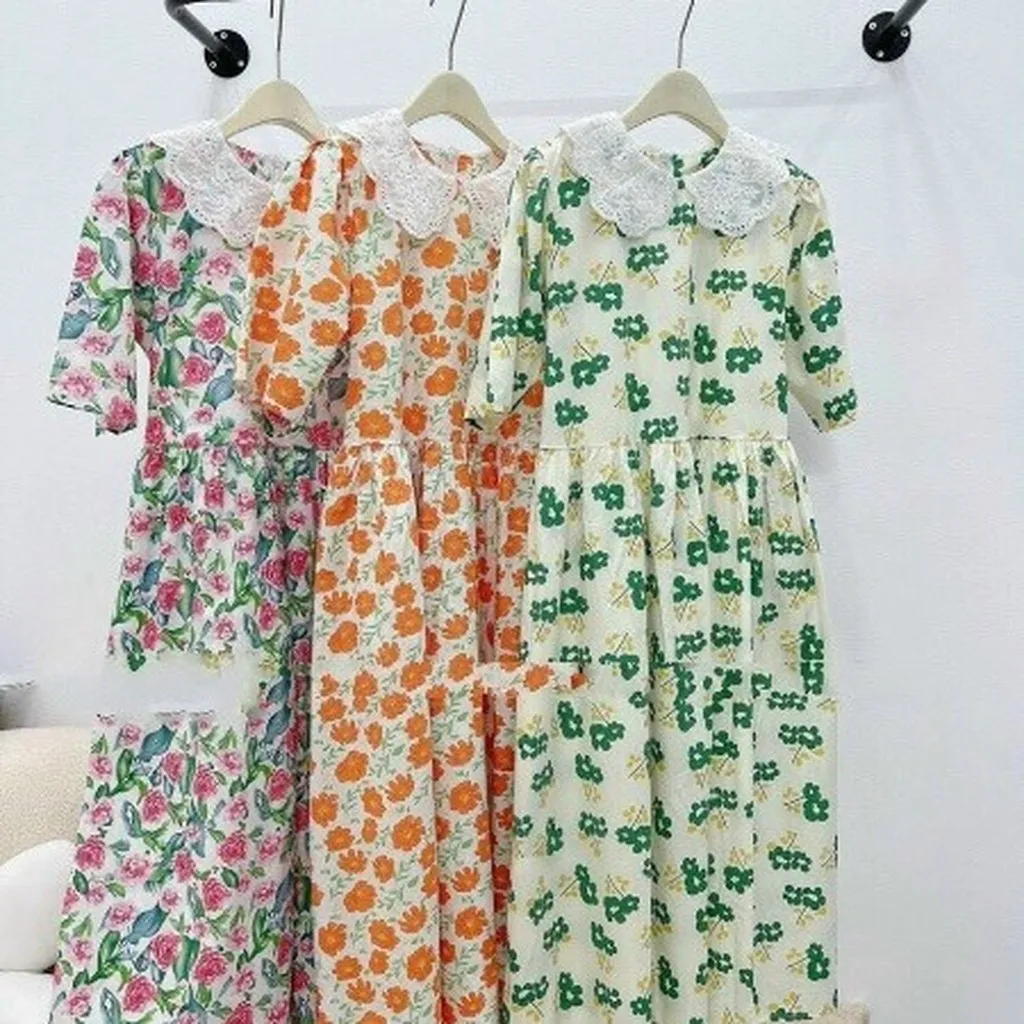Alternative view of Váy Babydoll Họa Tiết Hoa Cổ Bèo Cute V489 - Haka Mây