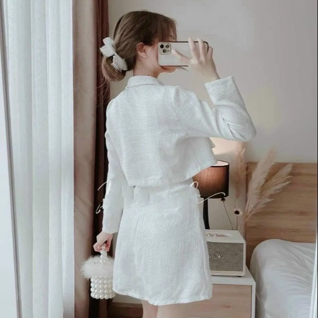 Alternative view of Set Váy Chữ A Hai Dây Kèm Áo Khoát Thanh Lịch V497 - Haka Mây