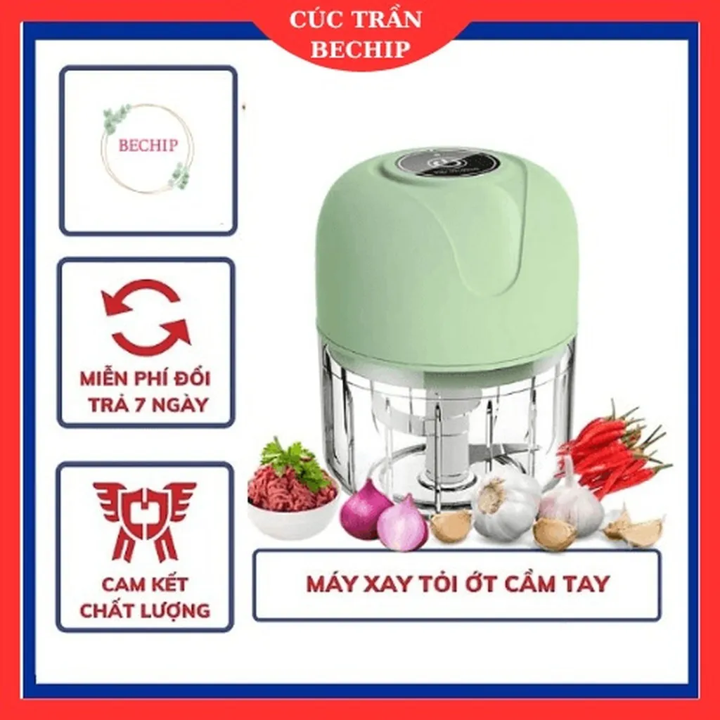Máy Xay Tỏi Ớt Cầm Tay Sạc Pin 250ml Ctb107 - Bechip